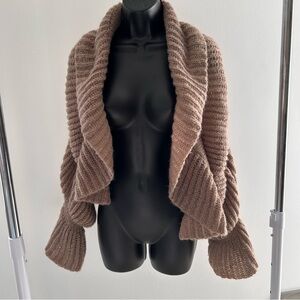 Shawl neck Open-Front Chunky Cardigan Sweater no shoulders unstructured